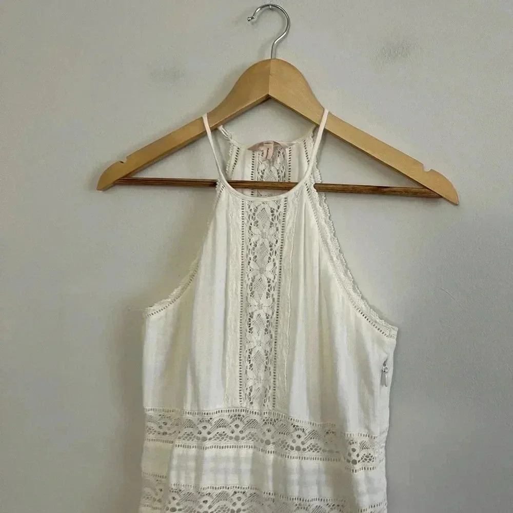 Rebecca Taylor White Crochet High Neck Expensive New York Designer Dress - Picture 7 of 10